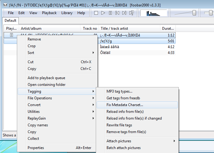 foobar menu